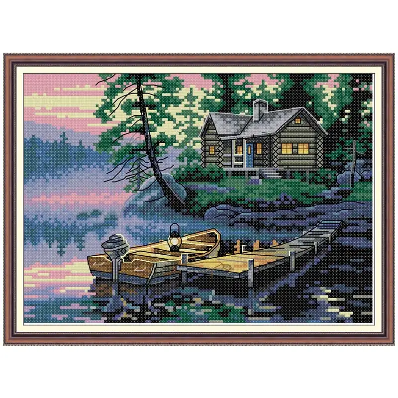 Waterfront Home Patterns Counted Cross Stitch Set 11CT 14CT 16CT Stamped DMC Cross-stitch Kit Embroidery Needlework Home Decor