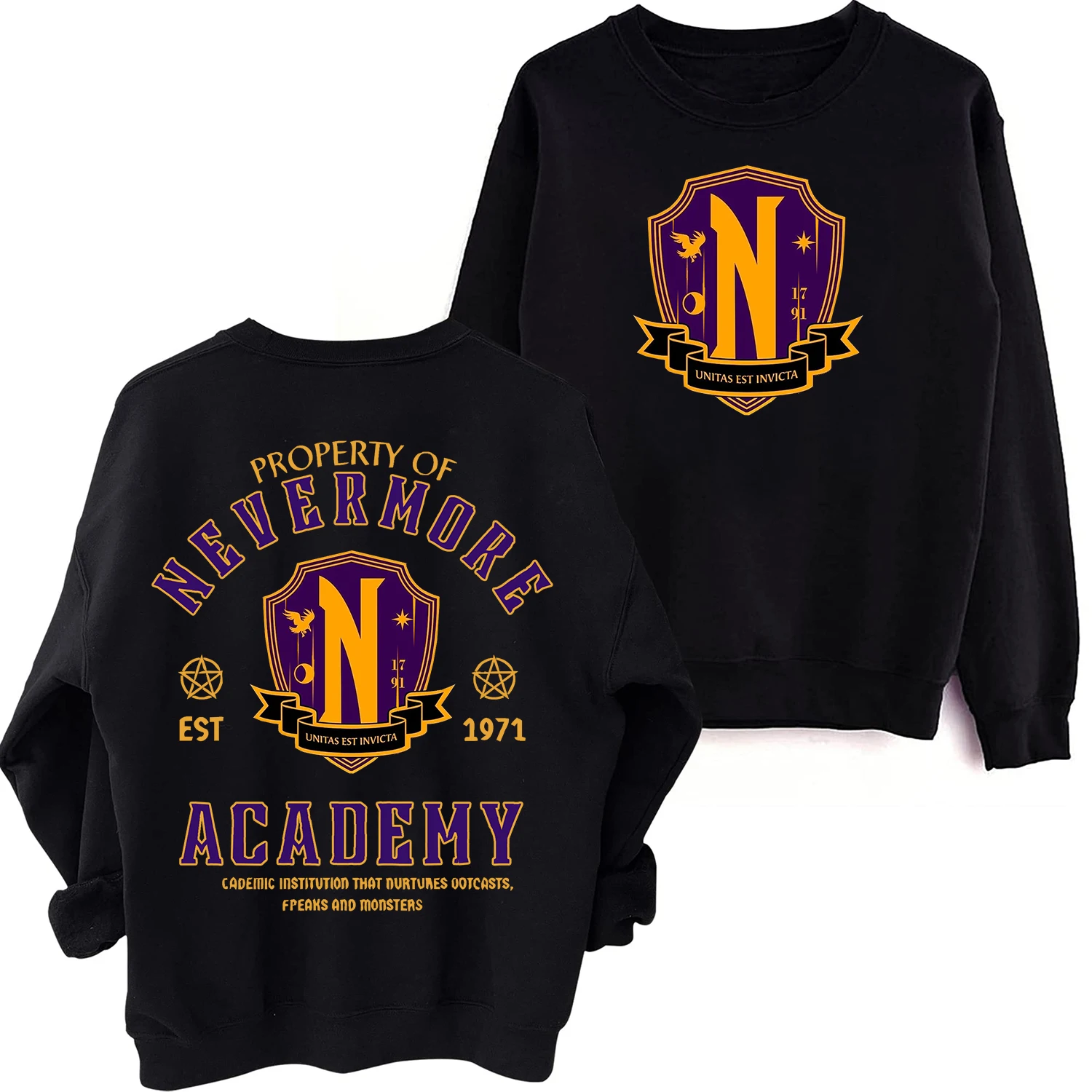 Wednesday Addams Nevermore Academy Sweatshirt Man Woman Harajuku Pullover Tops Long Sleeve Oversized Hoodie Fans Gift