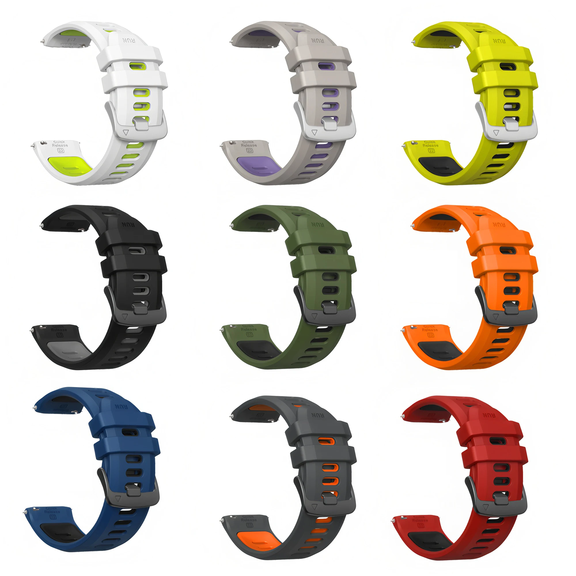 الإفراج السريع 22 مللي متر اثنين لهجة سيليكون حزام ل Garmin Forerunner 570 47 مللي متر 265 255 الموسيقى/Venu 3 2 45 مللي متر الرياضة حزام (استيك) ساعة سوار