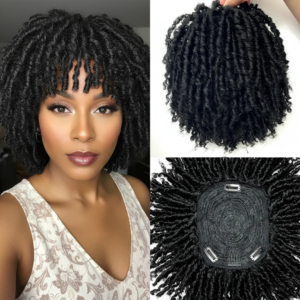 

Synthetic Dreadlock Braided Half Wig Black Brown Blonde Gray Soft Faux Locs Cosplay Party Daily Wear Wigs for Women Men