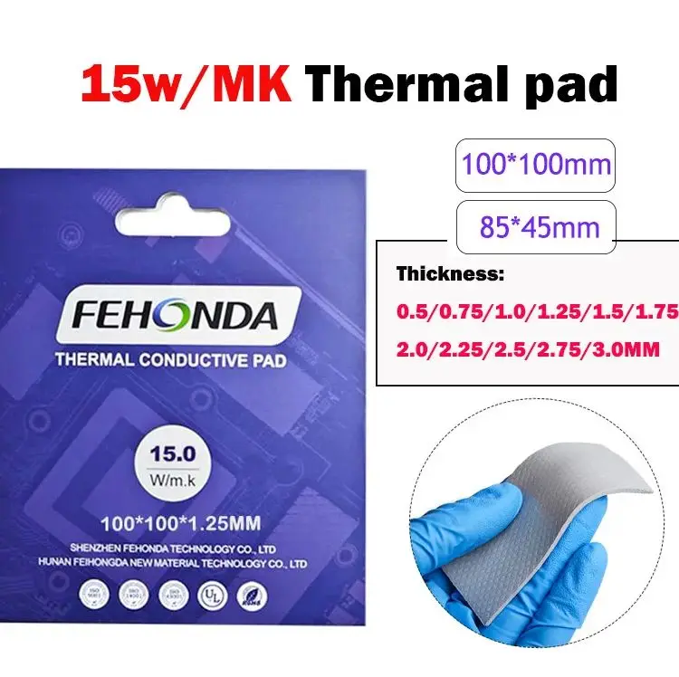 

Fehonda Low Thermal Resistance Silicon Insulator Pad 0.5-3.0Mm All Size 15W 12W 8W Cpu Gpu M2 Ssd Thermal Interface Pads