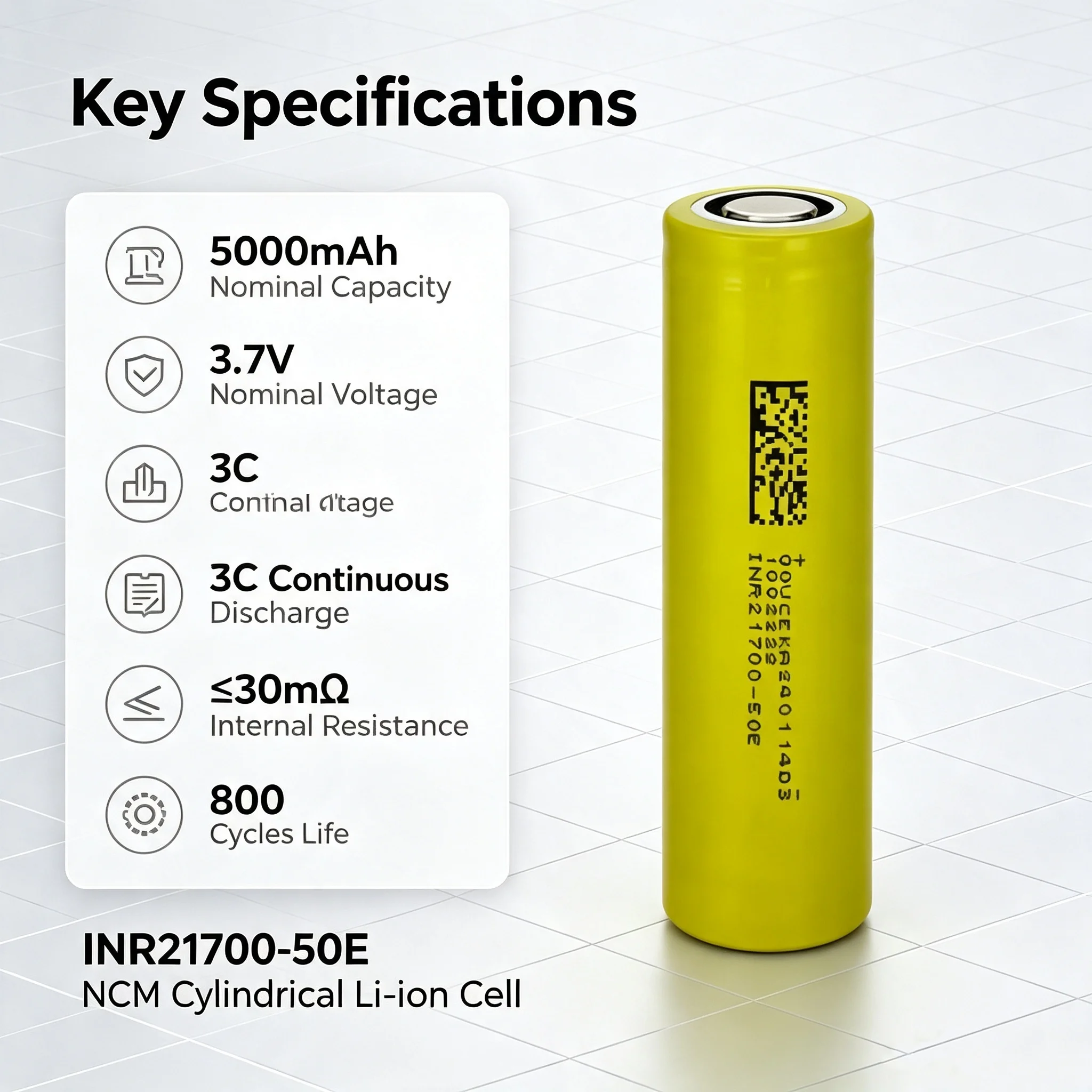E-power INR21700-50E 5000mAh 3.7V Lithium Ion Cell Battery 3C Discharge for Consumer Electronics