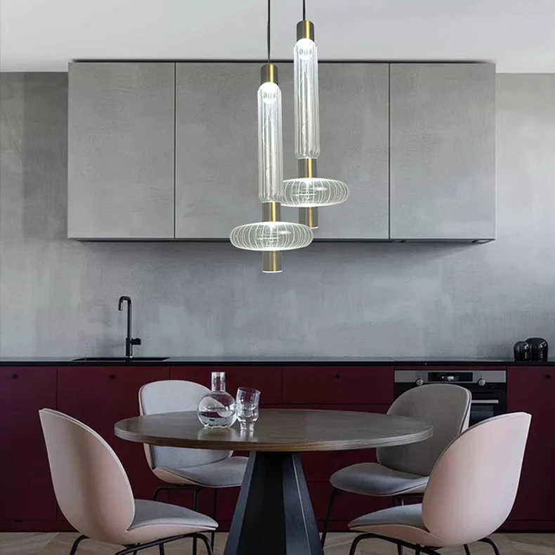 Long LED Glass Bedroom Headboard Pendant Light Modern Minimalist Luxury Hotel Exhibition Hall Restaurant Decoration Hanging Lamp