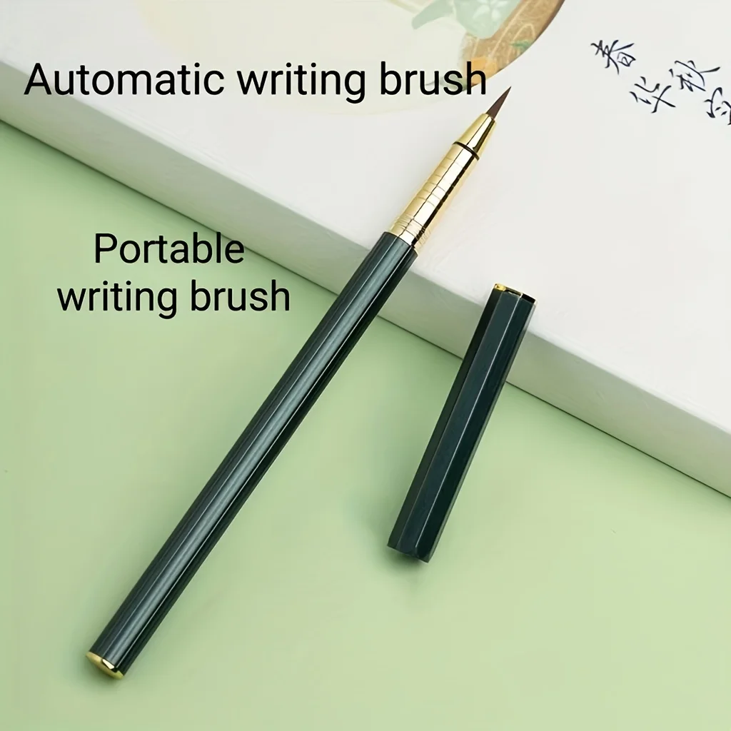 1 Stück tragbarer Pinselstift zum Nachfüllen mit Tinte + 10 Stück schwarze Tintenbeutel, 5 Farben zur Auswahl, Kalligraphie-Pinsel für Schüler zum Üben – Detail 3