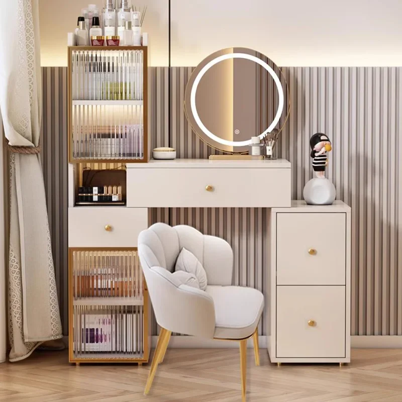 Storage Makeup Vanity Table Mirrors Women Vanity Medium Size Modern Dressing Table Stool Luxury Kaptafel Bedroom Furniture