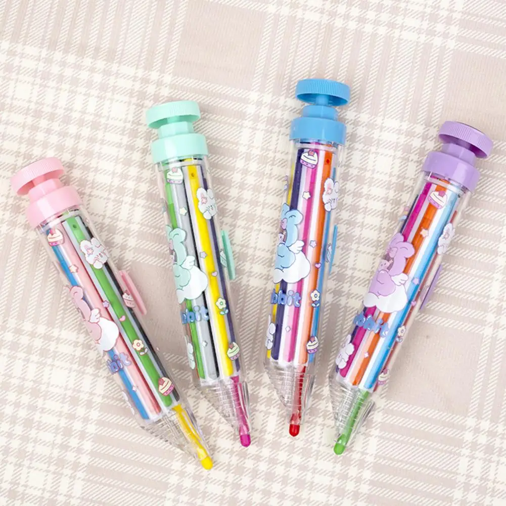 Drawing Pen 8-in-1 Rotate Multi-color Crayons Non-dirty Hand Coloring for Kids Easy Fun Art Graffiti Set