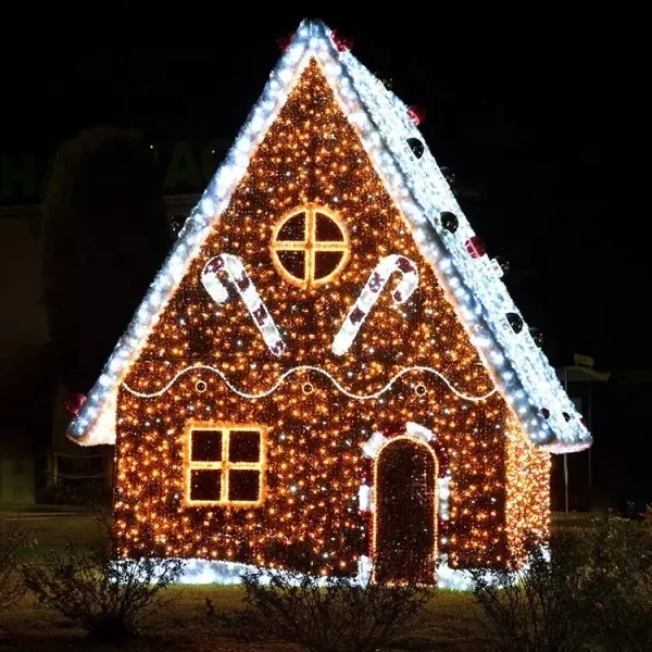 Large Walk Through Gingerbread House 3D Outdoor Motif Light Christmas Decor
