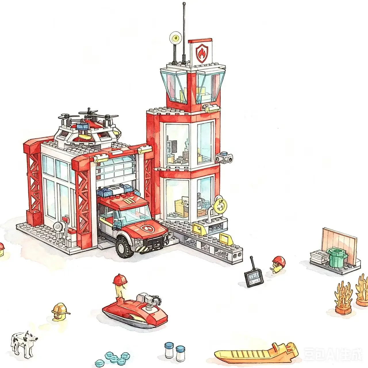 985PCS Fire Brigade Station Building Blocks Toys Firefighter Bricks Compatible Assemble Toys Model Adult Gift 11215