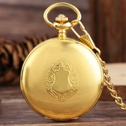 Luxury Gold Shlied Royal Pattern Mehcnaical Automatic Pocket Watch With 30 cm Chain Fob Watches For Men Women