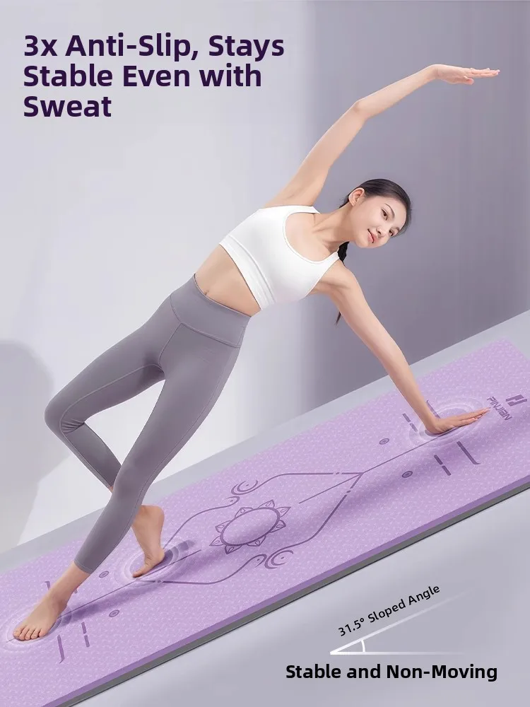 Thickened TPE Yoga Mat Indoor Fitness Mat Anti-slip High Grip Environmentally Friendly No Toxics Shock Absorption Noise Reduc...