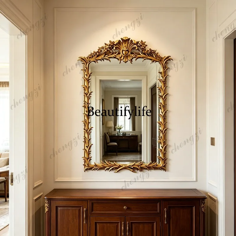 H134 bathroom carved vanity mirror bedroom vanity mirror wall hanging porch fireplace decorative mirror