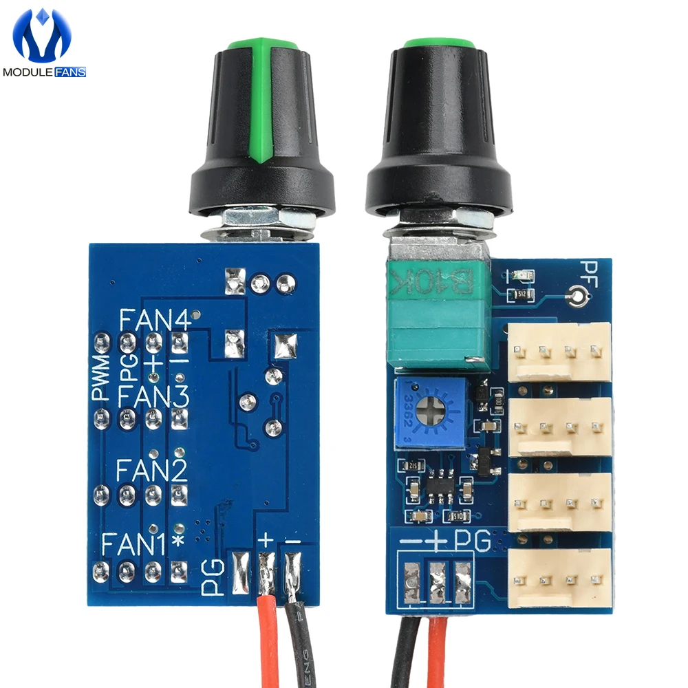 4-قناة PWM وحدة تحكم في سرعة المروحة لهيكل الخادم مع تعديل المقبض اليدوي تيار مستمر 12 فولت 3A 4-سلك مفتاح تحكم في سرعة المروحة