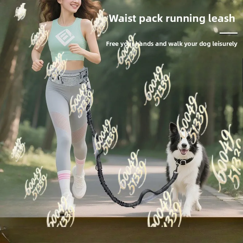 Explosion proof running dog walking rope nylon reflective multifunctional stretchable sports waist bag pet traction rope