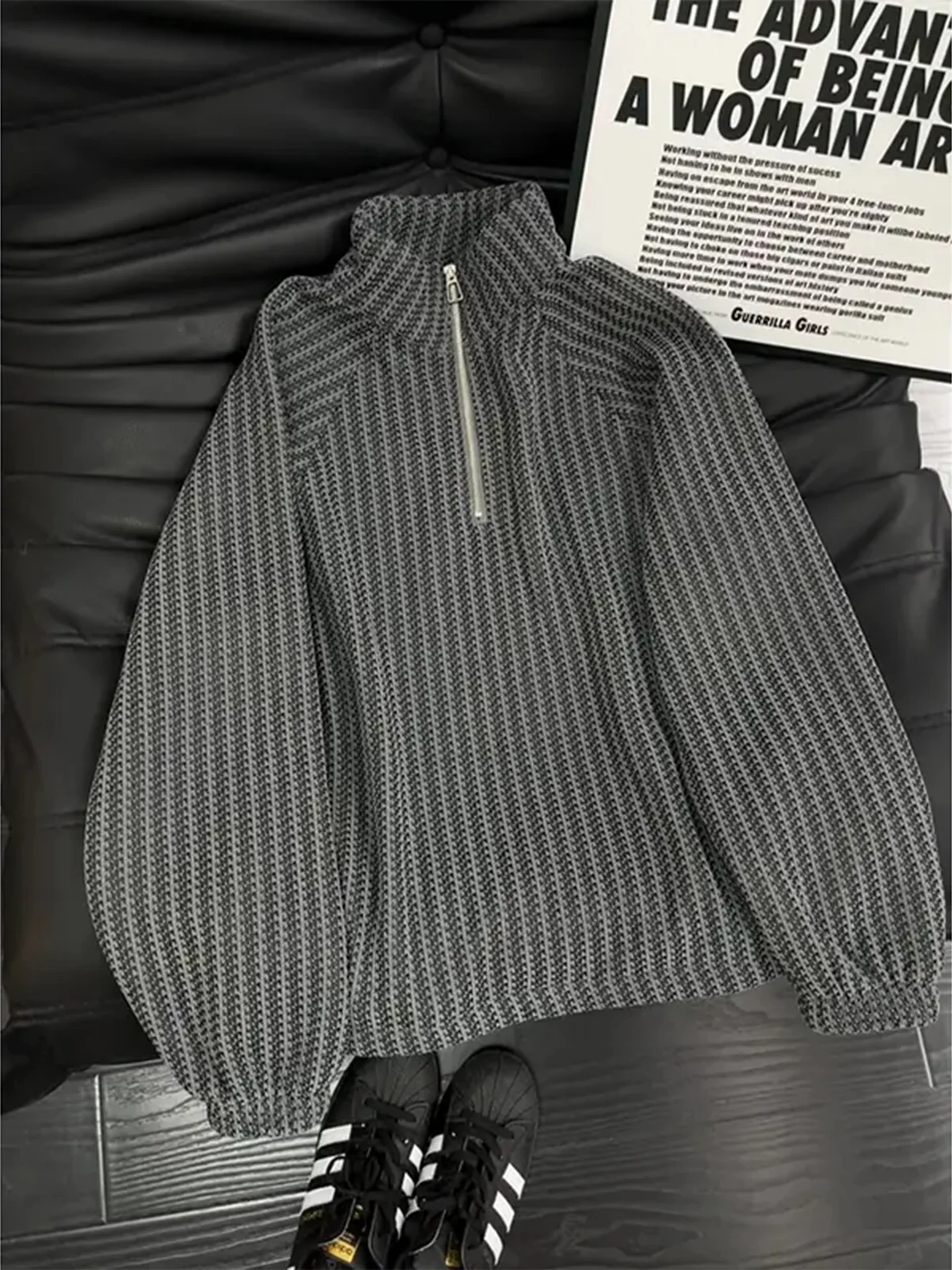 

Cleanfit Men's Fce Lined Hoodie Winter f Zip Warmth Fibone Pattern High End Feel Outerwear Stand Fit Long Sve