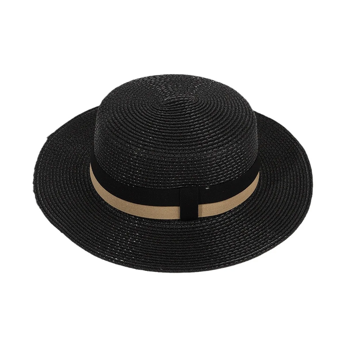 

Summer Straw Hat Women's Sunshade Seaside Vacation Beach Hat Flat Top Retro French Top Hat Travel Sun-proof Sun Hat