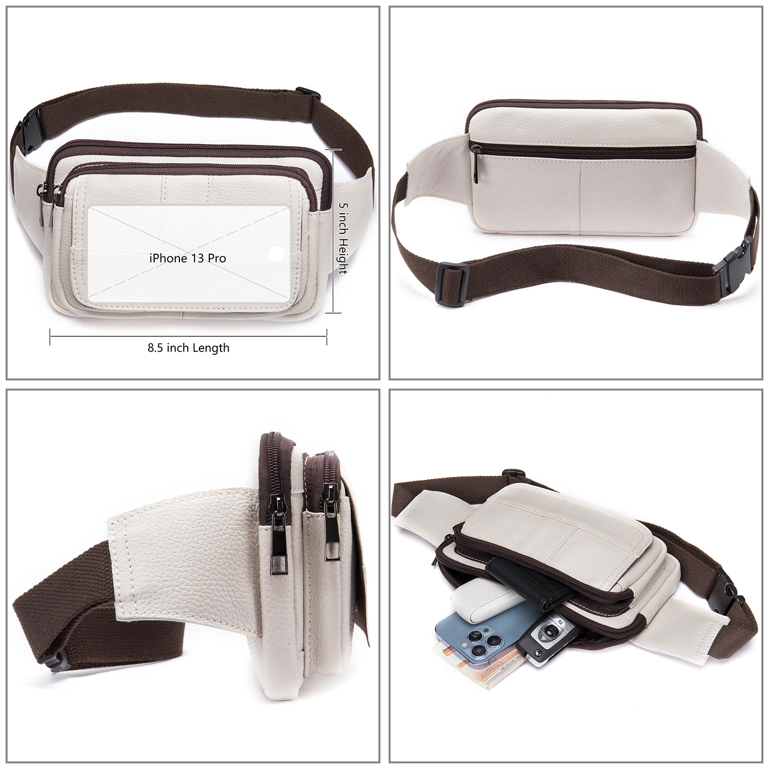 MVA Men's Waist Bag Leather Male Fanny Pack Men's Belt Bag for Man Belt Pouch Phone Hip Bum Bags Belts Travel Waist Packs 8966