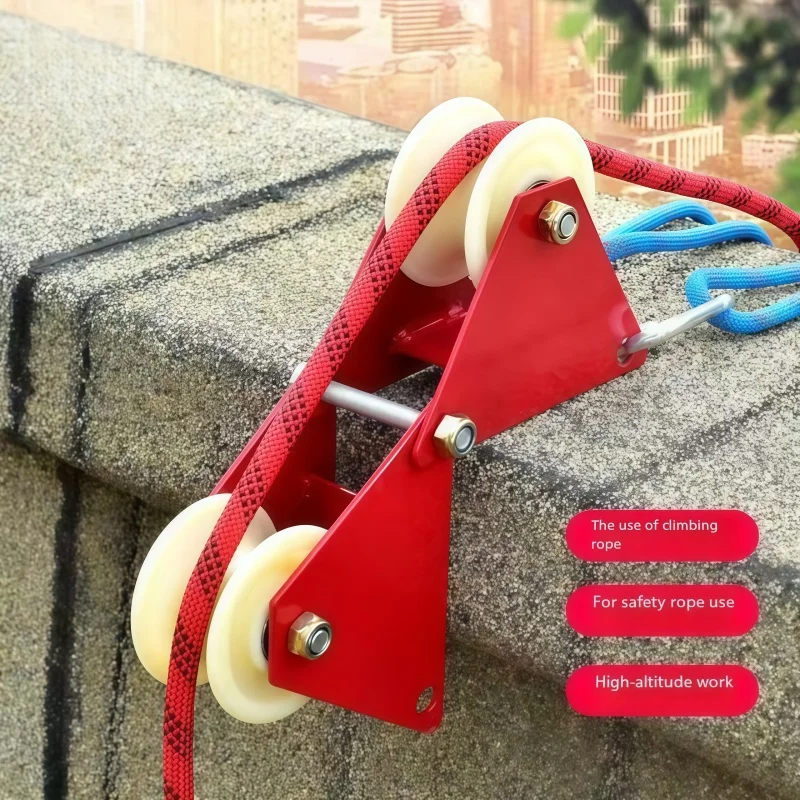 Cable Pulley Wheel Heavy Duty Rope Retract Pulley with Scroll Guard For High Altitude Work Descending Rescue Operations