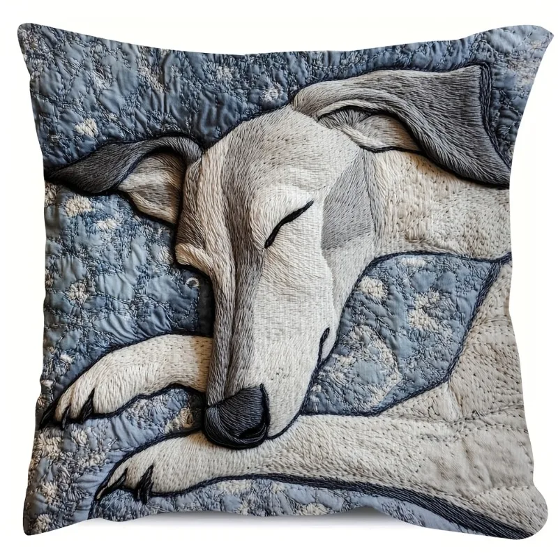 Doppelseitiger Kissenbezug mit Greyhound-Aufdruck, 1 Stück, dekorativer Kissenbezug mit Windhund-Hundemotiv für Sofa, Schlafzimmer, Heimdekoration