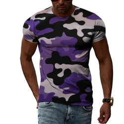 Red Camo T-shirt Men's and Women's Camo 3D Printed Short Sleeve Military Muscle Casual Summer Fashion Trend Comfortable Clothing