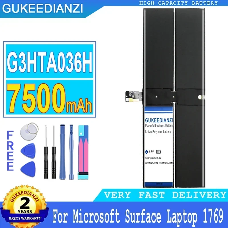 7500 mAh GUKEEDIANZI Batterie G3HTA036H Für Microsoft Surface Laptop 1769 G3HTA036H 7,57 V 45,2 Wh Big Power Bateria