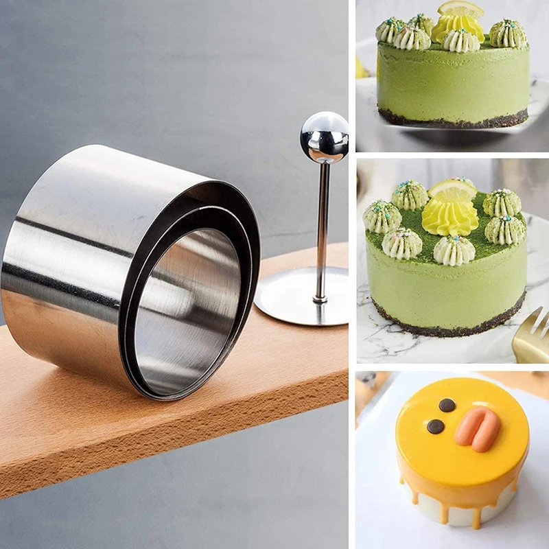 Round Stainless Steel Cake Mousse Ring With Lid Cake Decoration Tool Pastry Cake Mousse Mold Rice Ball Sushi Maker Kitchen tool