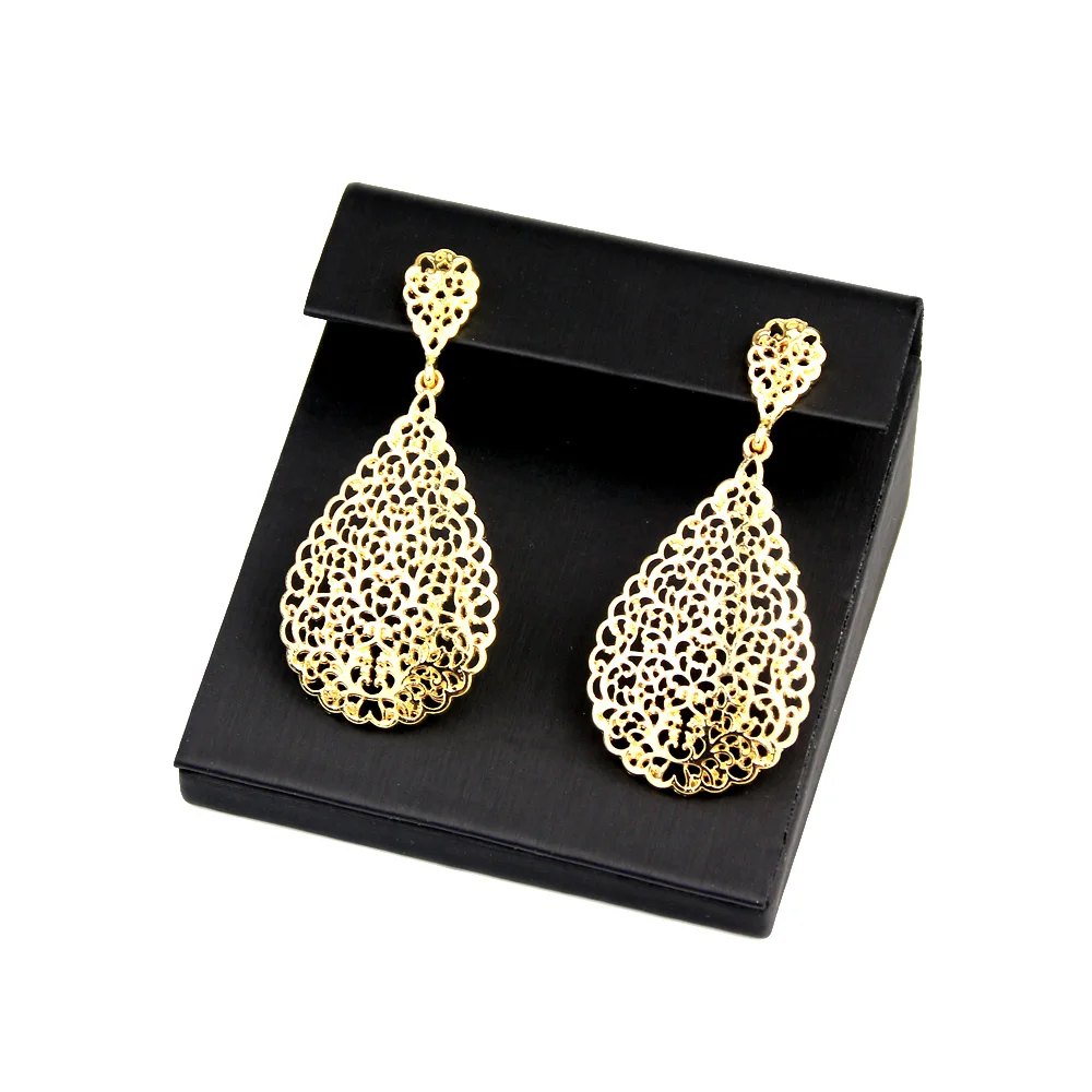 Fashion Gold Color Arabesque Drop Earring For Women Arabic Court Wedding Jewelry Shiny Metallic Finish Morocco Bride Bijoux