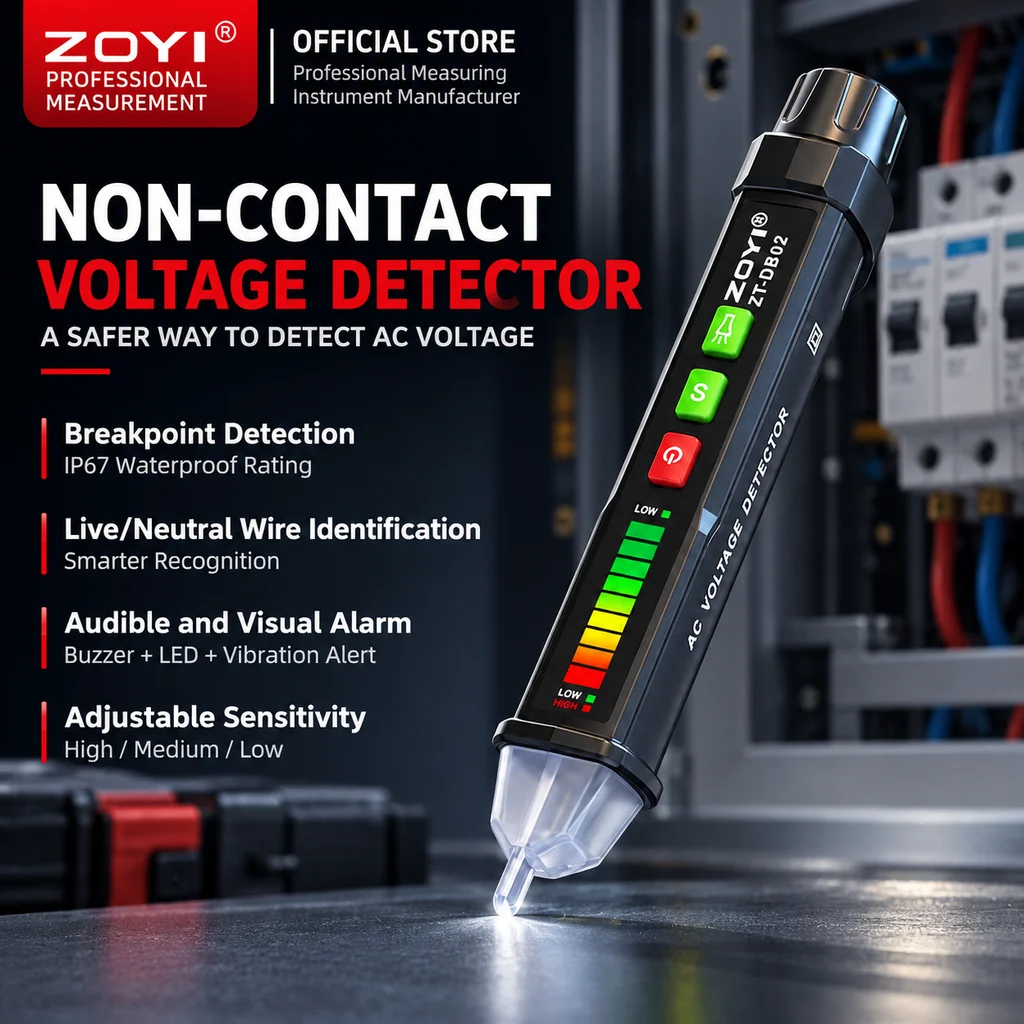 ZOYI ZT-DB02 Non-Contact Voltage Tester Pen NCV Live Neutral Wire Identification Wire Break Detection for Home Use