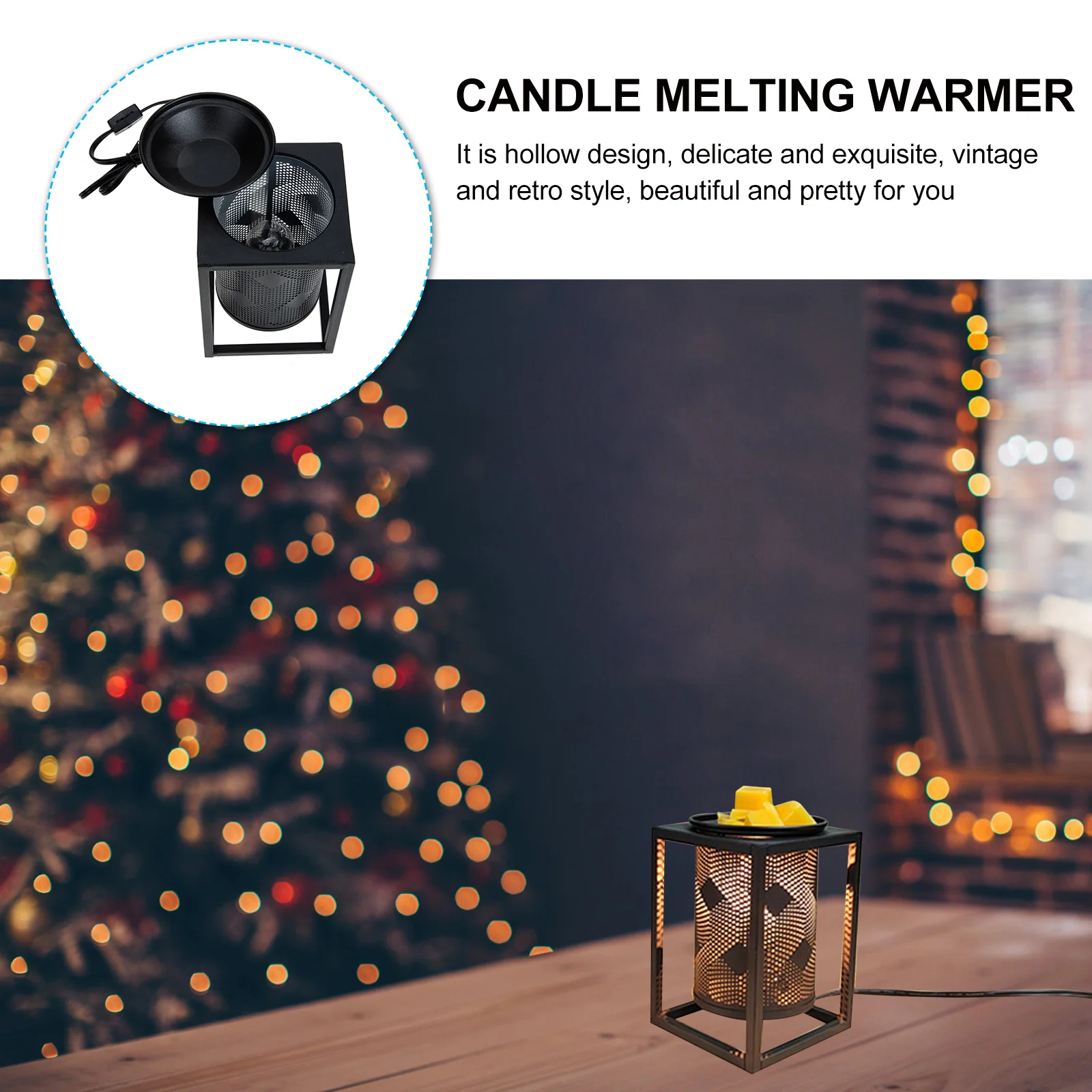 Lámpara eléctrica para derretir cera, diseño hueco para aromaterapia, aceite esencial, enchufe estadounidense, luz calefactora para derretir cera