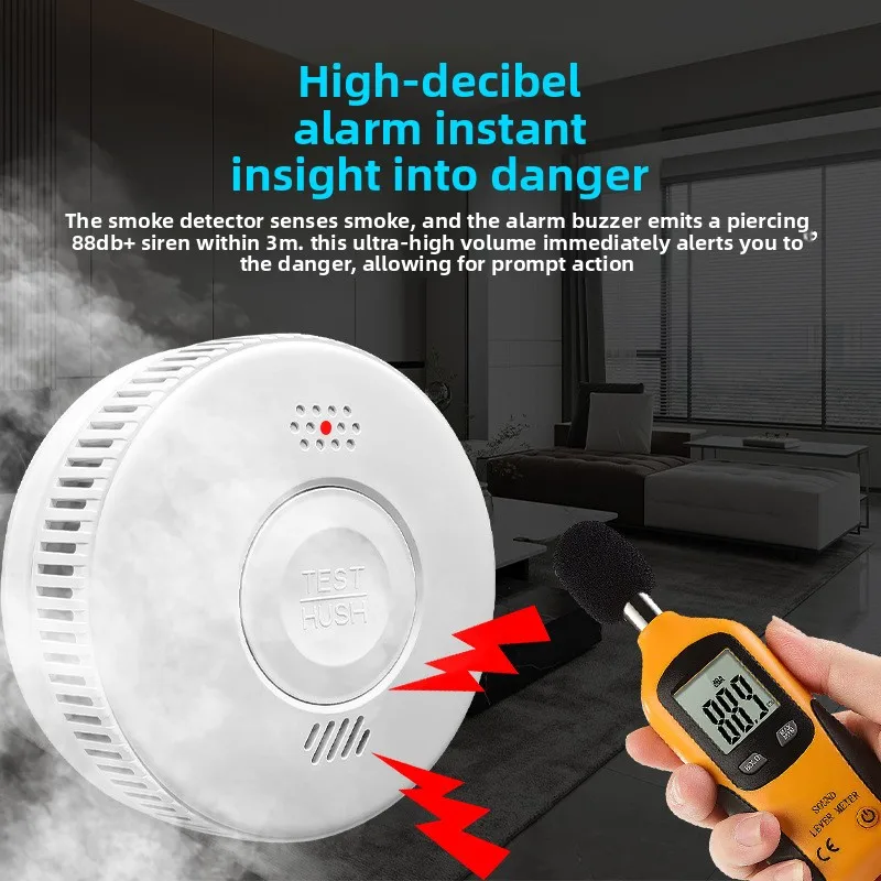 Allarme di fumo autonomo Design a rete a prova di insetti Rilevatore di fumo antincendio a lunga durata Allarme acustico sensibile per uso domestico