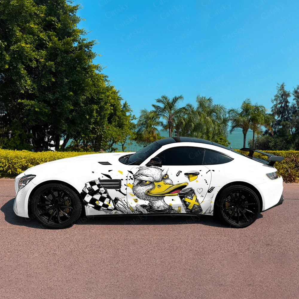 

Красочная утка, напиток, автомобильные виниловые наклейки, самоклеящаяся наклейка из ПВХ, подходит для грузовиков, внедорожников, украшения, автоаксессуары, подарок