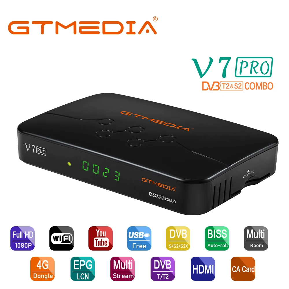 2024 New V7 PRO DVB-S/S2/S2X+T/T2 Satellite TV Receiver with USB WIFI Support BISS Auto Roll DRE Biss key PVR CA CARD Italy USA