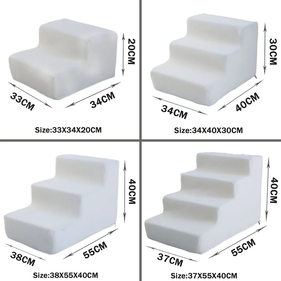 NONE Haustier-Treppen, Spielzeug, Katze, Hundeleiter, 2, 3, 4 Stufen, Treppen für Hunde, Welpenrampe, abnehmbarer Schwamm, Haustier-Leiter-Zubehör 6