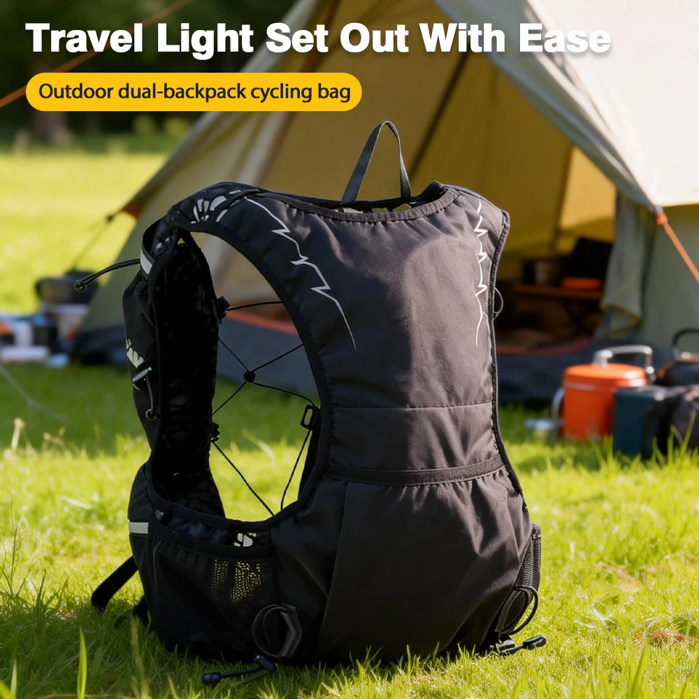 NEWBOLER Outdoor-Laufrucksackweste mit Flaschenhalterung, leicht, für Trailrunning, Radfahren, Joggen, Marathon, Reiten, Klettern – Detail 1