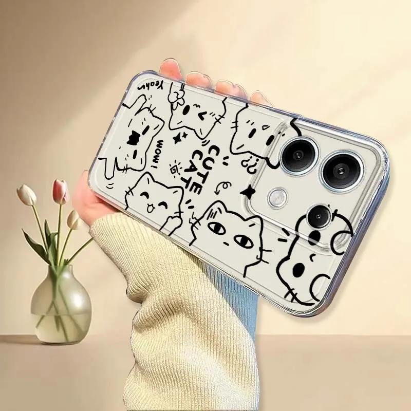 أنيمي الكرتون القط لطيف ل Xiaomi Mi Poco F2 F3 F4 F5 F6 X5 X6 X7 Pro حافظة هاتف شفافة من البولي يوريثان