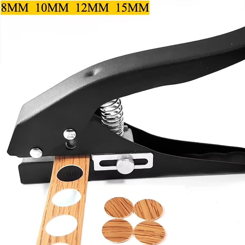 

Circle Hole Punch 8/10/12/15mm Hand-Held Single Round Hole Punch for ID Cards PVC Cards Photos Edge Banding Woodworking Tool