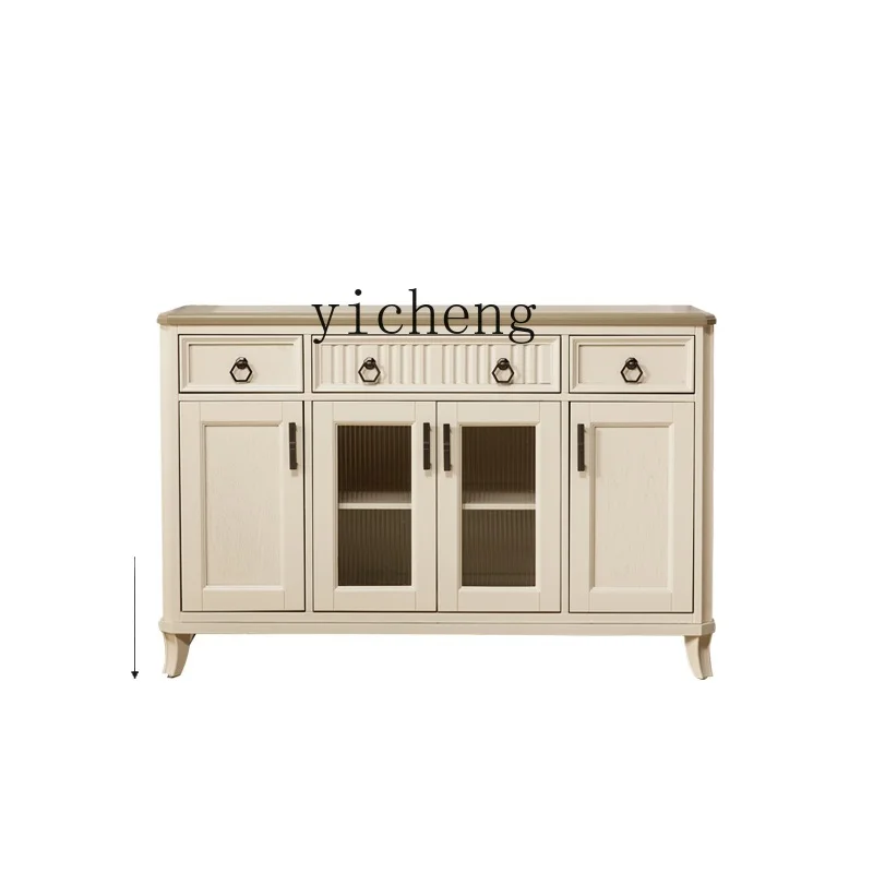 

Tqh Solid Wood Sideboard Integrated Wall Kitchen Cabinet Cream Style Modern Minimalist Living Room Tea Cabinet