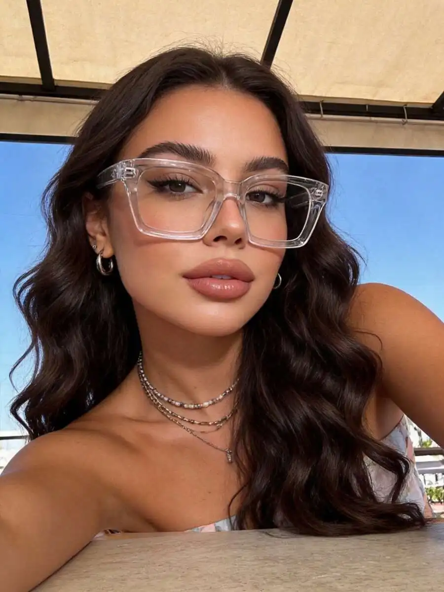 3pcs/Set Women's Geometric Frame Transparent Glasses, Fashion Glasses, Daily Decorative Accessories, Transparent Glasses
