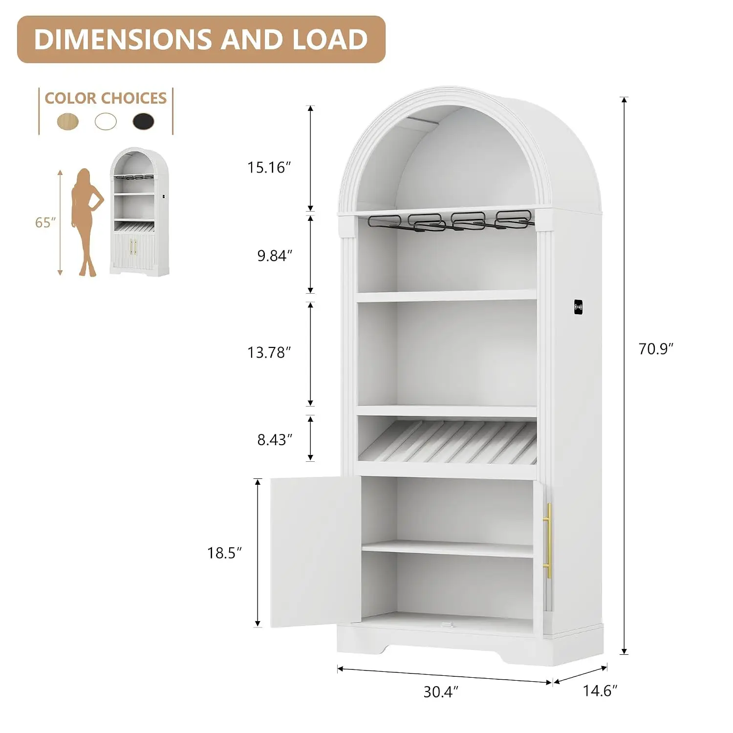 Pantry Cabinet with Adjustable Shelves, 71
