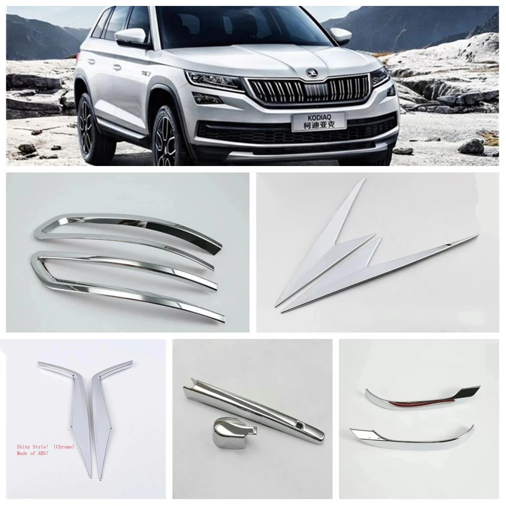 

For Skoda Kodiaq 2017 - 2021 Front Rear Bumper / Fog Lights Lamps Eyebrow / Rearview Mirror Strip Cover Trim Accessories Chrome