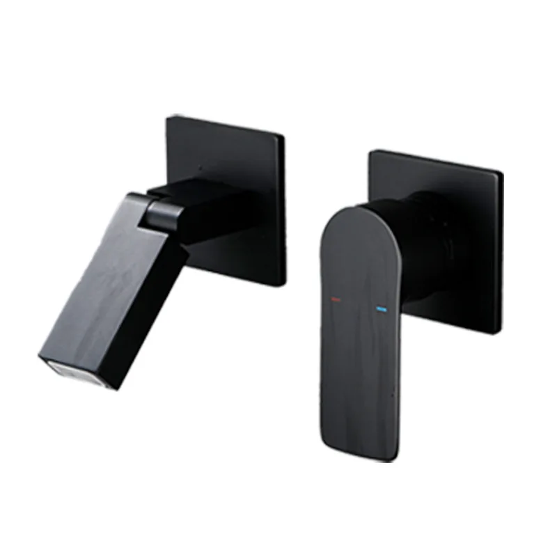 

Concealed into the wall bathroom basin faucet Embedded all-copper hot and cold mixing valve gun ash faucet AM2401