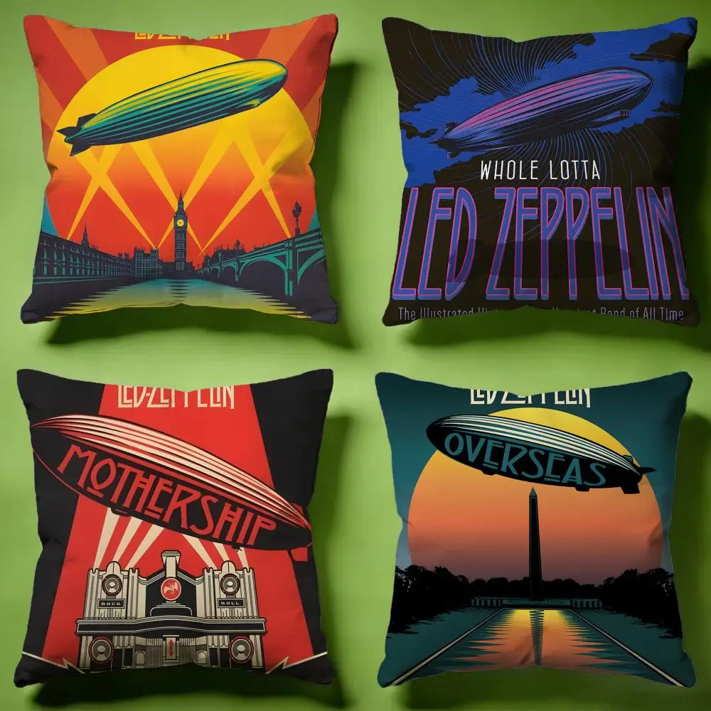 Trendy LLed Zeppelinew Cushion Cover Versatile Double-Sided Pillow Case Fit for Sofa Bed Car & Daily Decor