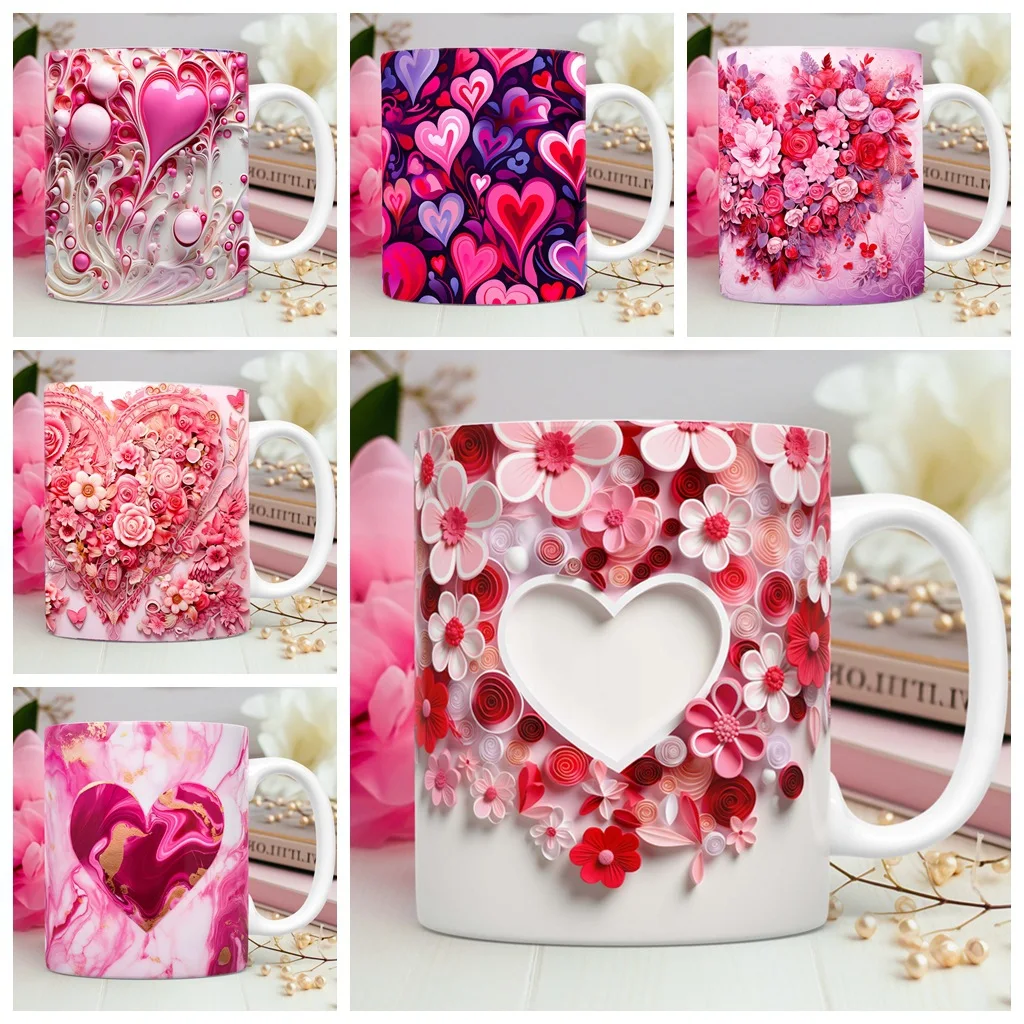 New Products, Sweet Heart Pattern, Couple Theme Ceramic Mug, Love Water Cup, Mother's Day Gift. Mugs Coffee Cups
