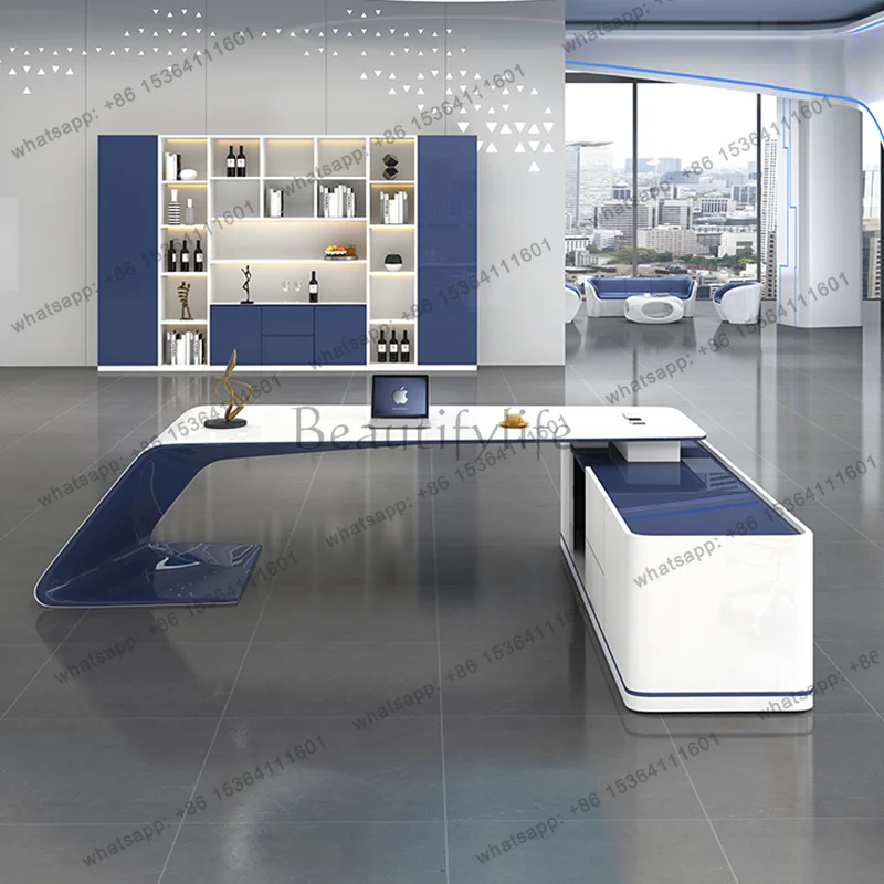 zj.Wooden Cheap Executive Office Desk Modern Storage Modern Adjustable Computer Desk Standing White Scrivania Work Station Table