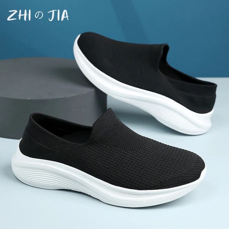 New Spring and Summer Mesh Knitted Socks Shoes Couples Slip On Sneakers Men Women Outdoor Casual Shoes 36-45