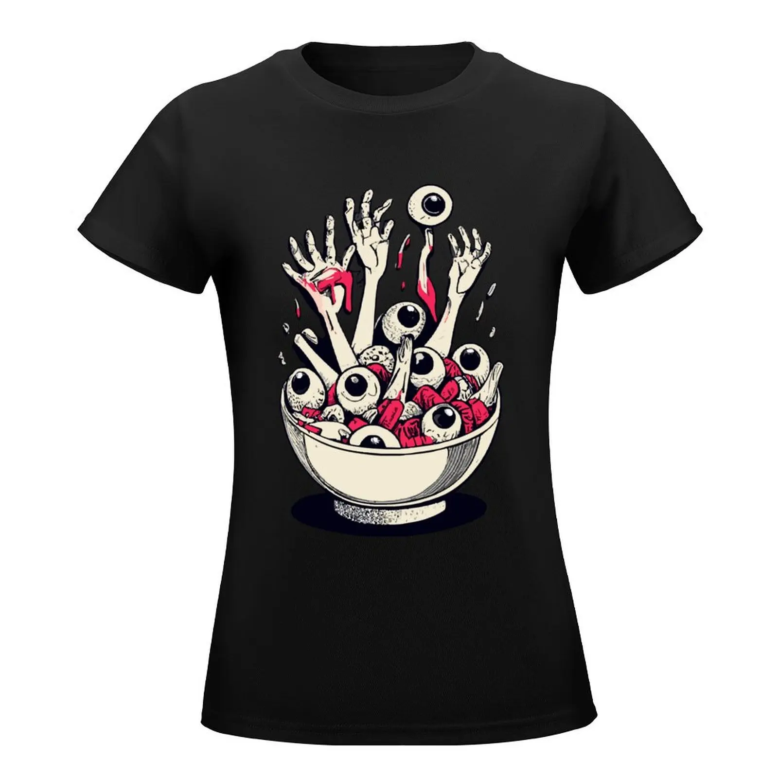 Cereal Bowl of Death- Cool Horror Design T-Shirt plus size tops graphics cotton t shirts Women