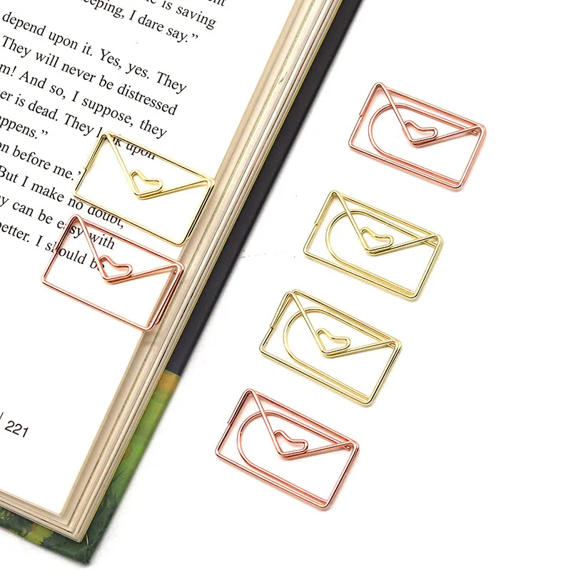 10 قطعة مشبك ورق مغلف معدني مكتب الموثق Kawaii القرطاسية كليب دبابيس ورق لطيف مقاطع الورق الزخرفية القرطاسية ربط #1