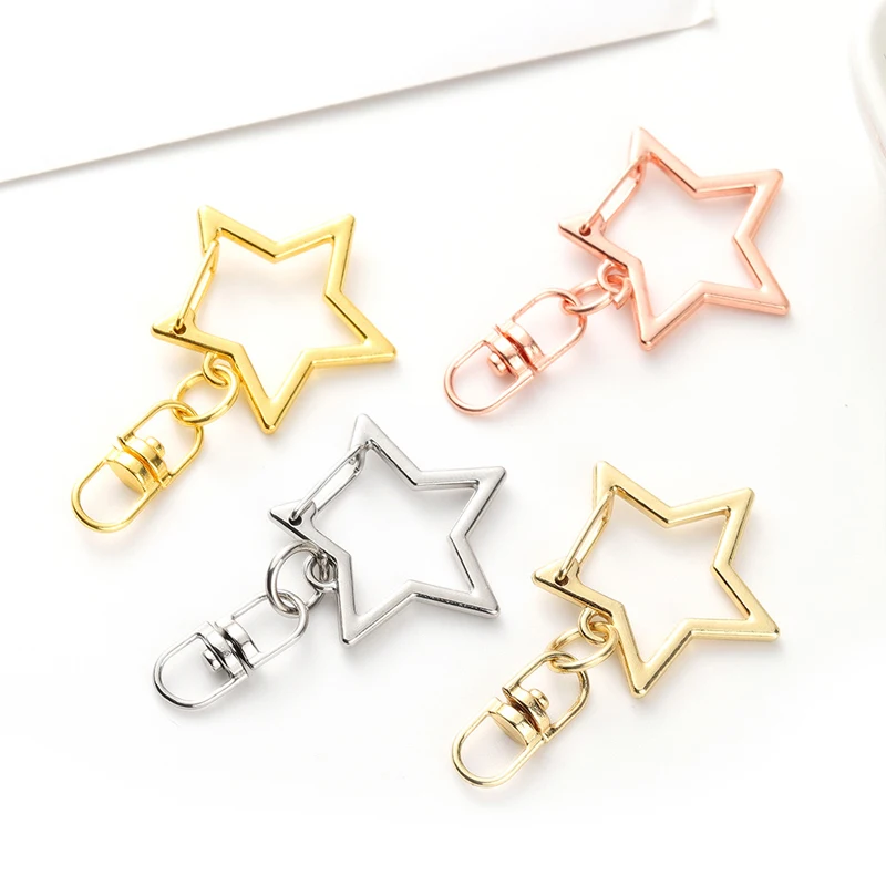 10pcs Hollow Star Shape Hooks Multifunction Metal Buckles Solid Color Clips Swivel Craft Making DIY Handmade Accessories
