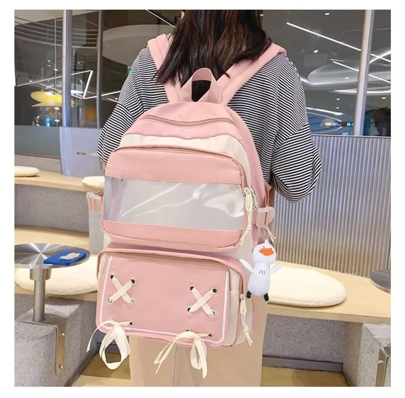 44×32×13cm Schwarz Blau Rosa, Identität V, Schüler Kinder Teenager Schultaschen, große Kapazität Mochilas Anime Rucksäcke für Mädchen Jungen