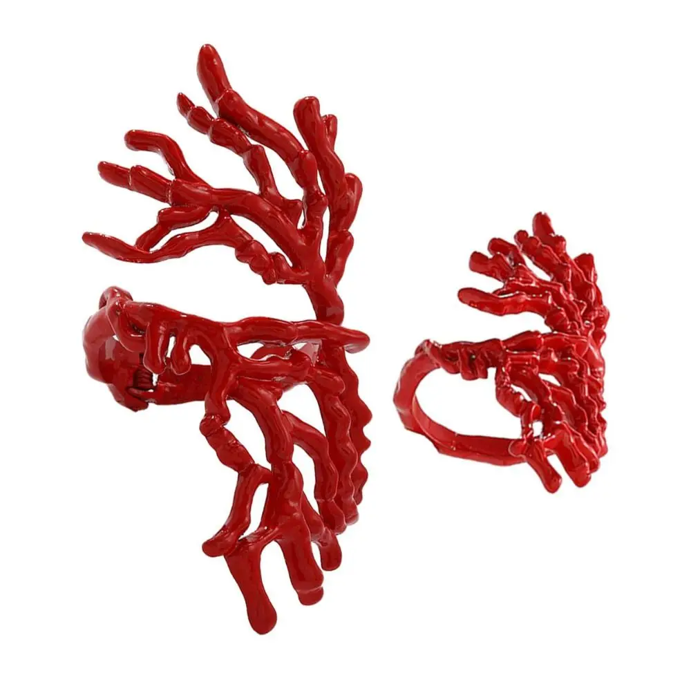 مجوهرات غير منتظمة على طراز المحيط المرجاني ، سوار قابل للتعديل ، خاتم مجوف للربيع ، خاتم جمال