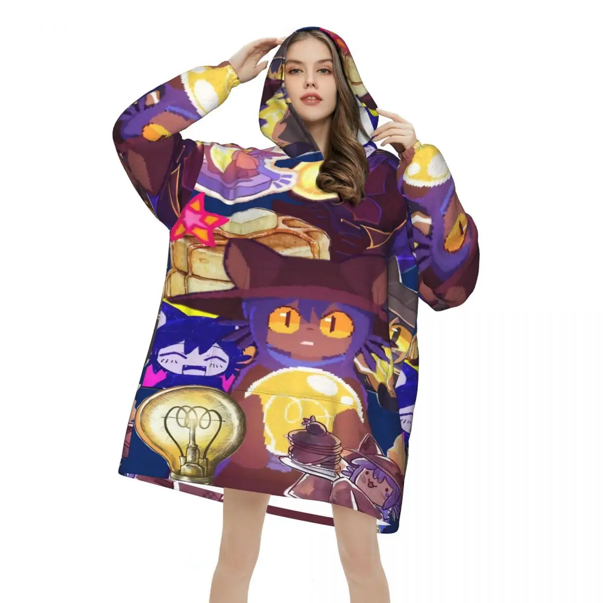 OneShots Niko Wearable Blanket Hoodie Warm Cozy Oversize Blanket Sweatshirt Thick Fleece Hooded Blanket with Pocket